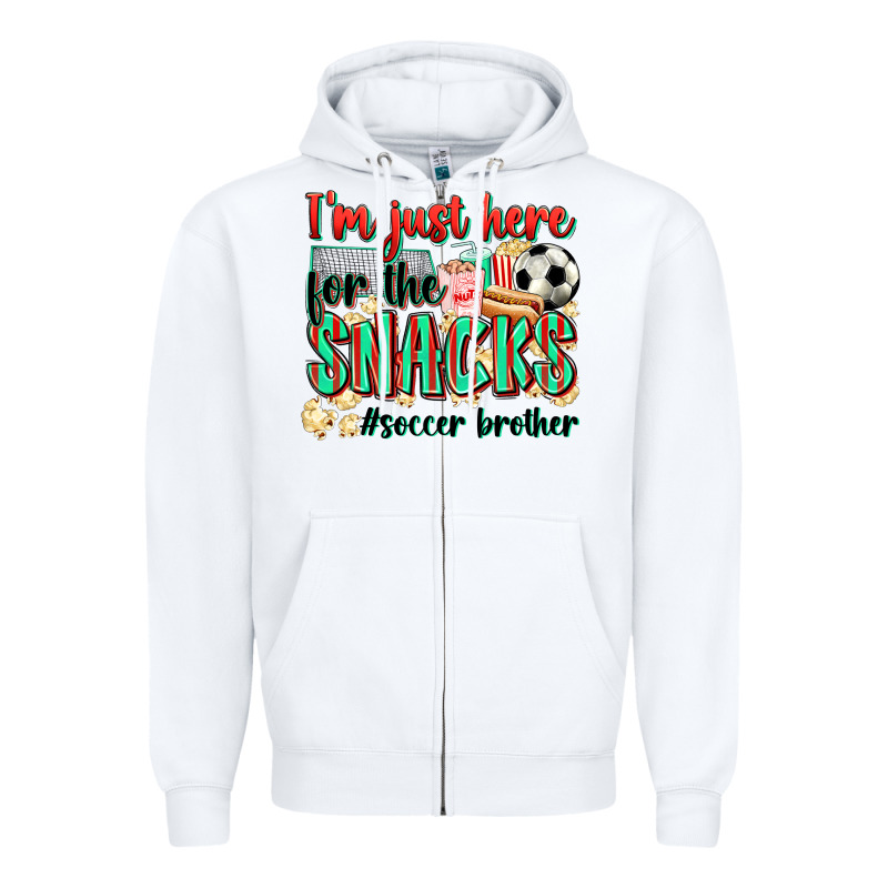 I'm Just Here For The Snacks #soccer  Brother Zipper Hoodie by Zillion Design Studio | Teevron