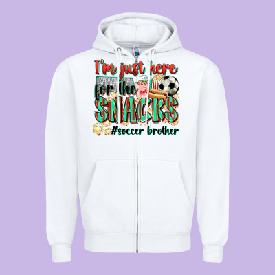I'm Just Here For The Snacks #soccer  Brother Zipper Hoodie Designed By Zillion Design Studio