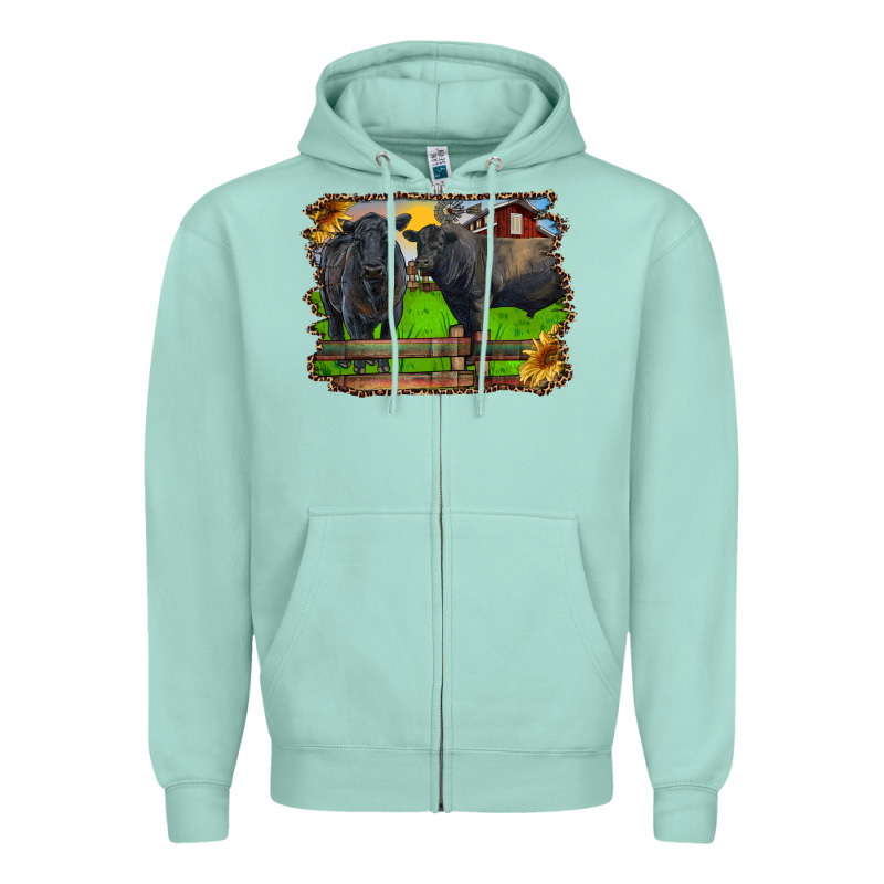 Black Angus Cattle And Bull In Barnyard Zipper Hoodie by RanaPortraitStore | Teevron