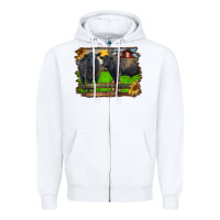 White black angus cattle and bull in barnyard Zipper Hoodie - RanaPortraitStore
