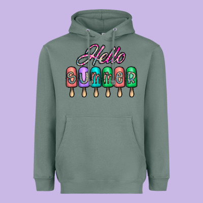 Hello Summer Heavyweight Hoodie Designed By Cowhidedigitalart