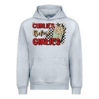Heather Grey curlies before girlies Urban Hoodie - MaliasSmallBusiness