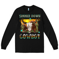 Black simmer down cowboy Long Sleeve Tee - texasbilliewilder