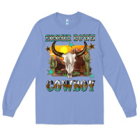 Colony Blue simmer down cowboy Long Sleeve Tee - texasbilliewilder