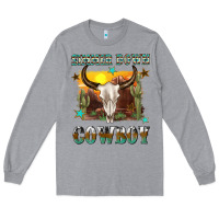 Heather Grey simmer down cowboy Long Sleeve Tee - texasbilliewilder