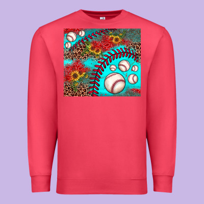 Baseball Leopard Turquoise Sunflower Premium Sweatshirt Designed By Jahusdesignshop