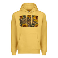 Antique Gold Camouflage Leopard Sunflower Background Premium Hoodie - Jasminsmagicworld