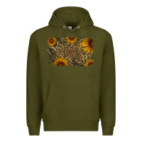 Army Green Camouflage Leopard Sunflower Background Premium Hoodie - Jasminsmagicworld