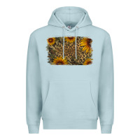 Blue Mist Camouflage Leopard Sunflower Background Premium Hoodie - Jasminsmagicworld