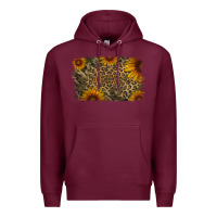 Burgundy Camouflage Leopard Sunflower Background Premium Hoodie - Jasminsmagicworld