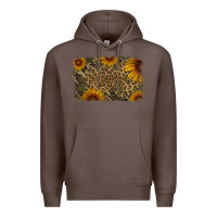 Coffee Camouflage Leopard Sunflower Background Premium Hoodie - Jasminsmagicworld