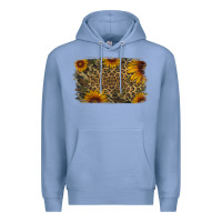 Colony Blue Camouflage Leopard Sunflower Background Premium Hoodie - Jasminsmagicworld