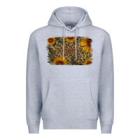 Heather Grey Camouflage Leopard Sunflower Background Premium Hoodie - Jasminsmagicworld
