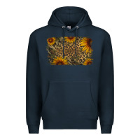 Navy Camouflage Leopard Sunflower Background Premium Hoodie - Jasminsmagicworld