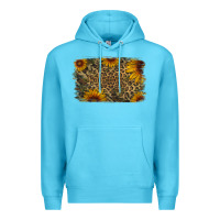 Ocean Blue Camouflage Leopard Sunflower Background Premium Hoodie - Jasminsmagicworld
