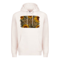 Pale Pink Camouflage Leopard Sunflower Background Premium Hoodie - Jasminsmagicworld