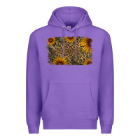 Purple Camouflage Leopard Sunflower Background Premium Hoodie - Jasminsmagicworld