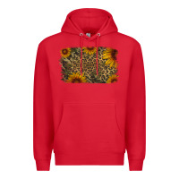 Red Camouflage Leopard Sunflower Background Premium Hoodie - Jasminsmagicworld
