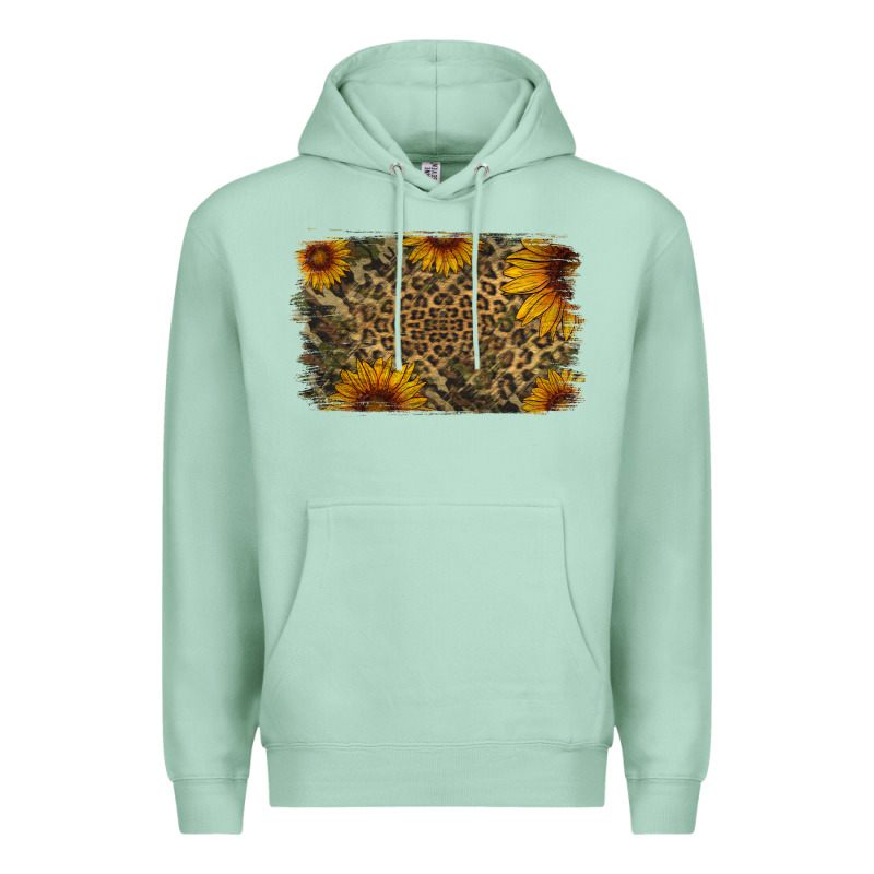 Camouflage Leopard Sunflower Background Premium Hoodie by Jasminsmagicworld | Teevron