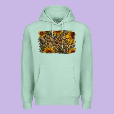 Camouflage Leopard Sunflower Background Premium Hoodie Designed By Jasminsmagicworld