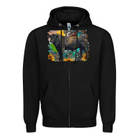 Black black angus bull with aztec and farm background Zipper Hoodie - RanaPortraitStore