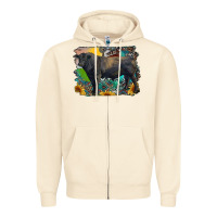 Sandshell black angus bull with aztec and farm background Zipper Hoodie - RanaPortraitStore