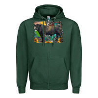 Sports Green black angus bull with aztec and farm background Zipper Hoodie - RanaPortraitStore