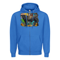 True Royal black angus bull with aztec and farm background Zipper Hoodie - RanaPortraitStore