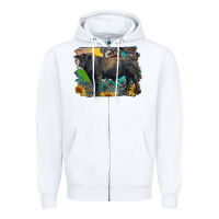 White black angus bull with aztec and farm background Zipper Hoodie - RanaPortraitStore