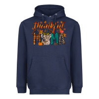 Navy thankful mama highland cow Heavyweight Hoodie - RacoonDesign