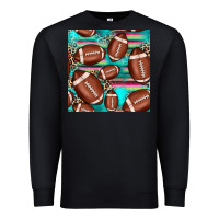 Black football leopard turquoise seamless pattern Premium Sweatshirt - JahusDesignShop