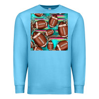 Ocean Blue football leopard turquoise seamless pattern Premium Sweatshirt - JahusDesignShop