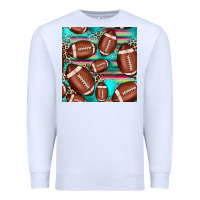 White football leopard turquoise seamless pattern Premium Sweatshirt - JahusDesignShop
