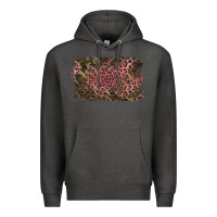 Charcoal Heather Camouflage Pink Leopard Background Premium Hoodie - Jasminsmagicworld