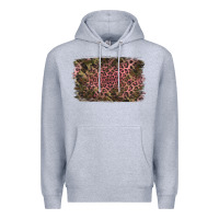 Heather Grey Camouflage Pink Leopard Background Premium Hoodie - Jasminsmagicworld