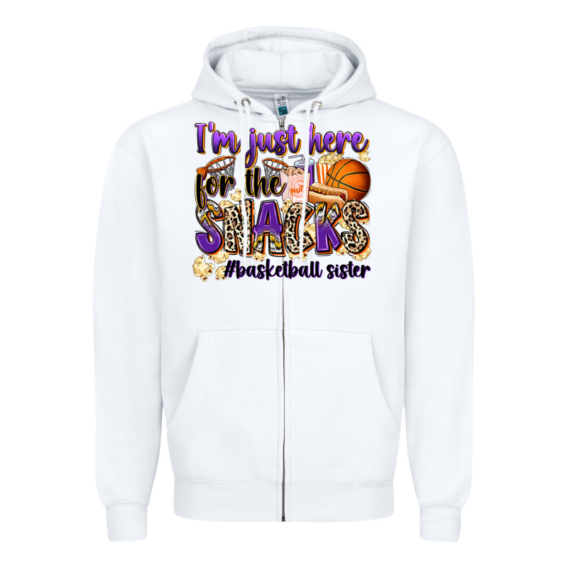 I'm Just Here For The Snacks #basketball Sister Zipper Hoodie by Zillion Design Studio | Teevron