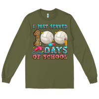 Army Green i just served 100 days of school volleyball Long Sleeve Tee - Zillion Design Studio