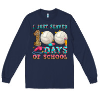 Navy i just served 100 days of school volleyball Long Sleeve Tee - Zillion Design Studio