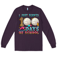 Plum i just served 100 days of school volleyball Long Sleeve Tee - Zillion Design Studio