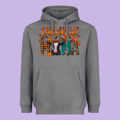 Thankful Mama Holstein Cow Heavyweight Hoodie Designed By Racoondesign