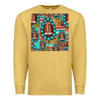 Antique Gold football leopard turquoise gemstone sunflower seamless pattern Premium Sweatshirt - JahusDesignShop