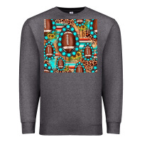 Charcoal Heather football leopard turquoise gemstone sunflower seamless pattern Premium Sweatshirt - JahusDesignShop