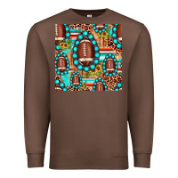Chestnut football leopard turquoise gemstone sunflower seamless pattern Premium Sweatshirt - JahusDesignShop