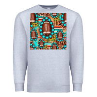 Heather Grey football leopard turquoise gemstone sunflower seamless pattern Premium Sweatshirt - JahusDesignShop