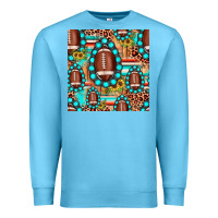 Ocean Blue football leopard turquoise gemstone sunflower seamless pattern Premium Sweatshirt - JahusDesignShop