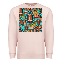 Pale Pink football leopard turquoise gemstone sunflower seamless pattern Premium Sweatshirt - JahusDesignShop