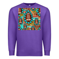 Purple football leopard turquoise gemstone sunflower seamless pattern Premium Sweatshirt - JahusDesignShop
