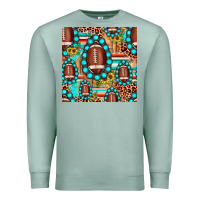 Seafoam football leopard turquoise gemstone sunflower seamless pattern Premium Sweatshirt - JahusDesignShop
