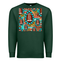 Sports Green football leopard turquoise gemstone sunflower seamless pattern Premium Sweatshirt - JahusDesignShop