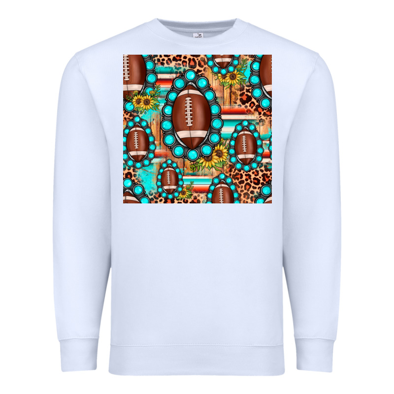 Football Leopard Turquoise Gemstone Sunflower Seamless Pattern Premium Sweatshirt by JahusDesignShop | Teevron
